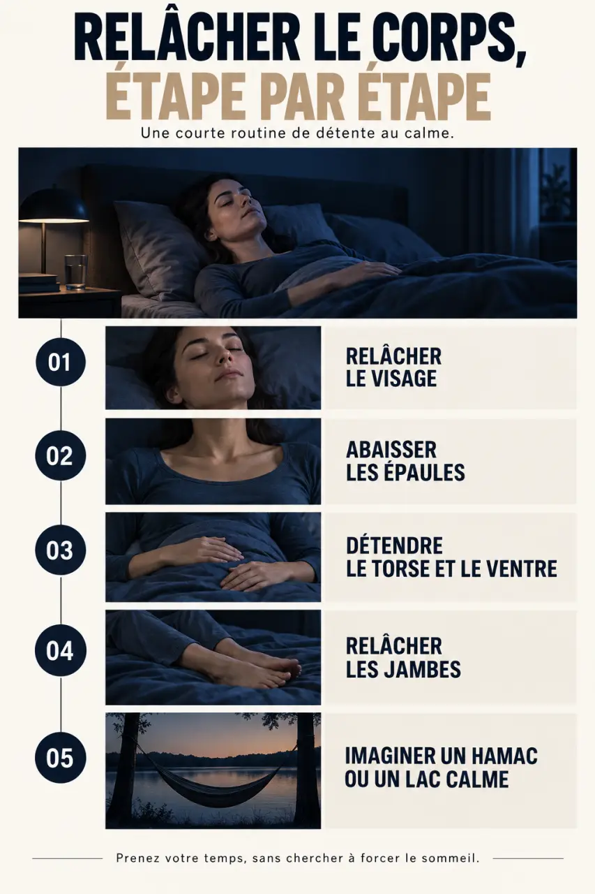 Comment s endormir en 10 secondes : étapes de relaxation du visage aux jambes