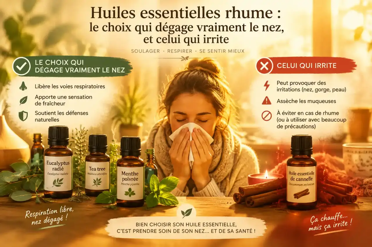 Huiles essentielles rhume : le choix qui dégage vraiment le nez, et celui qui irrite