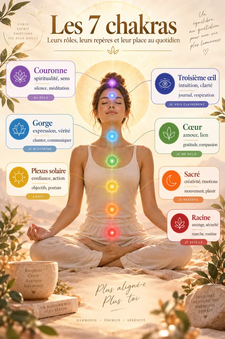 Les 7 chakras : leurs rôles, leurs repères et leur place au quotidien