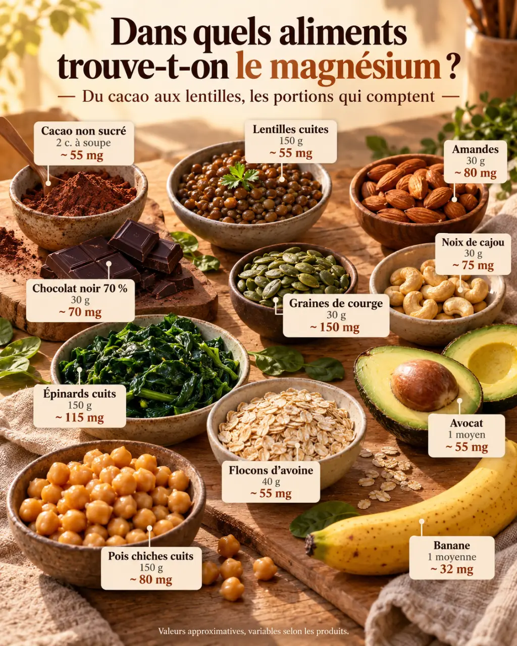 Dans quels aliments trouve-t-on le magnésium ? Du cacao aux lentilles, les portions qui comptent