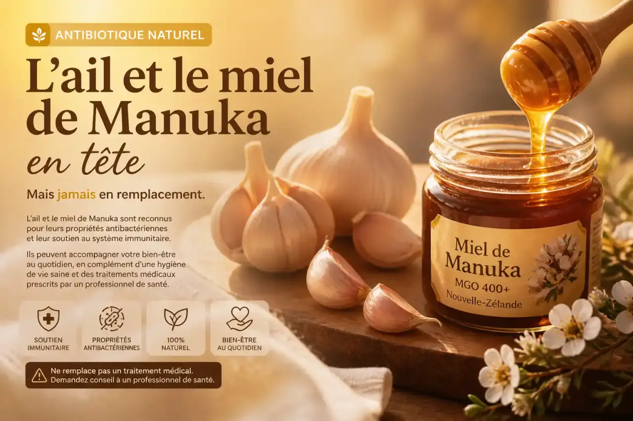 Antibiotique naturel : l'ail et le miel de Manuka en tête, mais jamais en remplacement