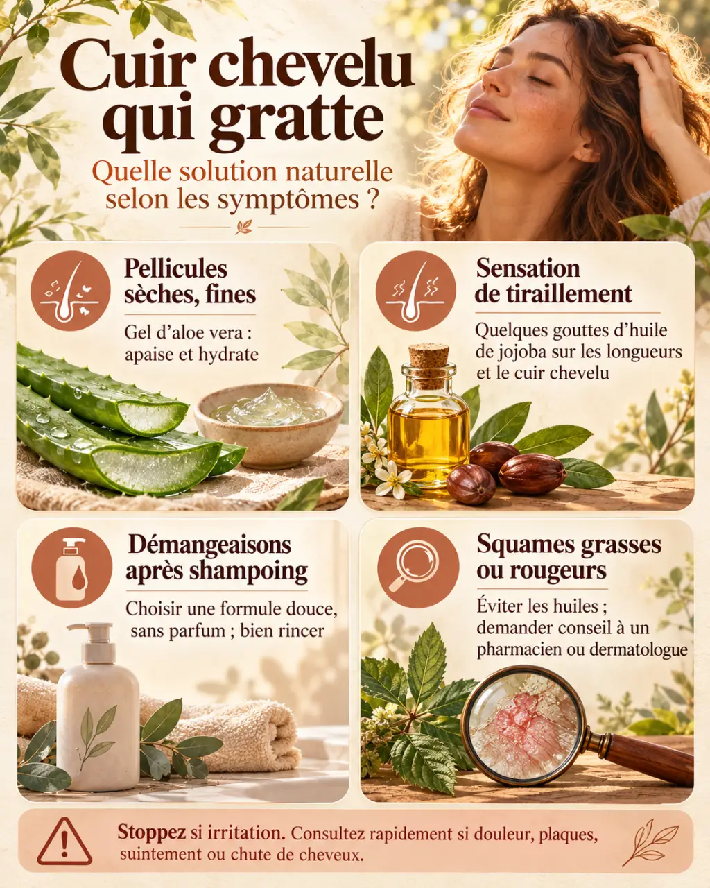 Cuir chevelu qui gratte : quelle solution naturelle selon les symptômes ?